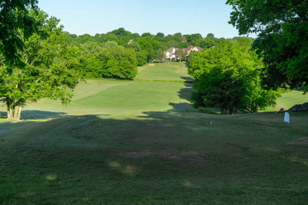 Shaded view of golf course green