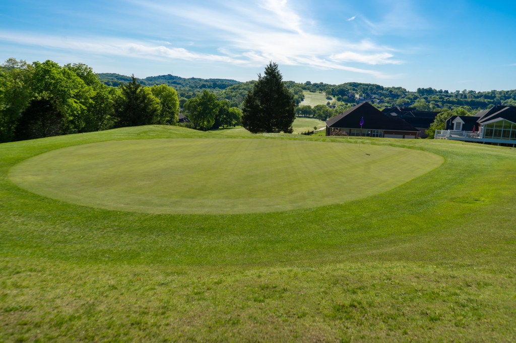 Manicured golf course greens